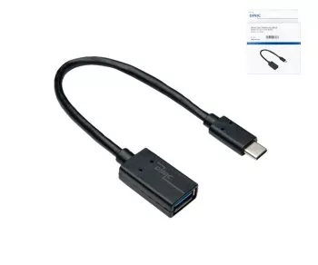 Adaptér USB-C typu C do zásuvky 3.0 A, s možností OTG, černý, 0,20 m, DINIC Box